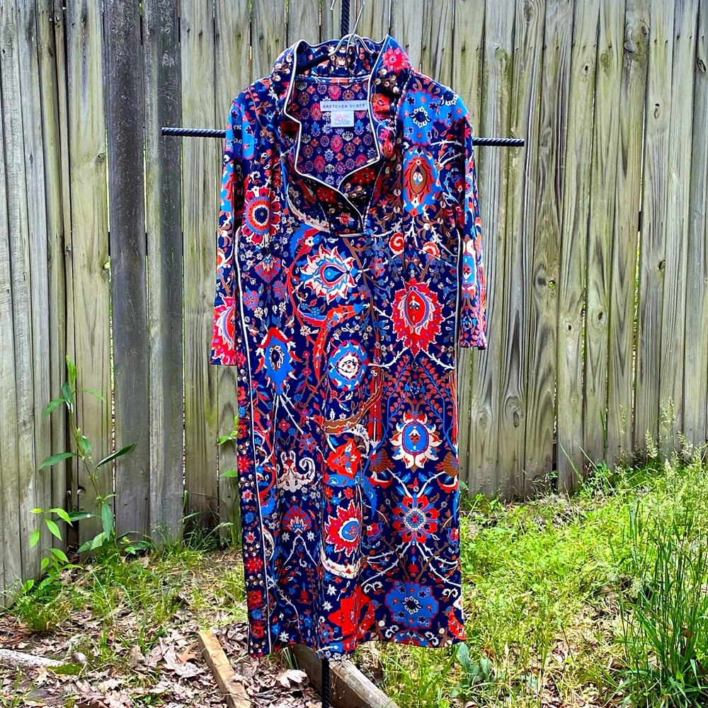 Gretchen Scott 3/4 sleeve Ruffle Neck Dress L